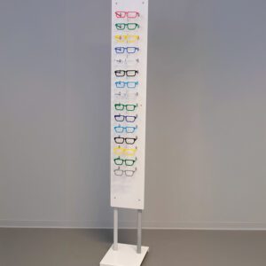 Espositore da terra in metacrilato opalino bianco per 15 paia di occhiali- MP733P15